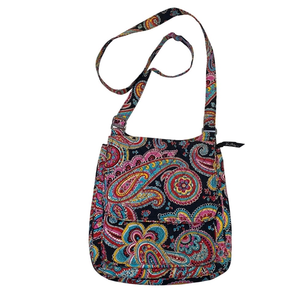 Vera Bradley Mailbag Parisian Paisley Black Pink Crossbody Messenger Bag
